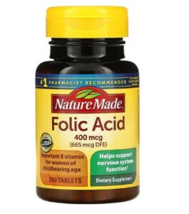 Nature Made, Folic Acid, 400 mcg, 250 Tablets